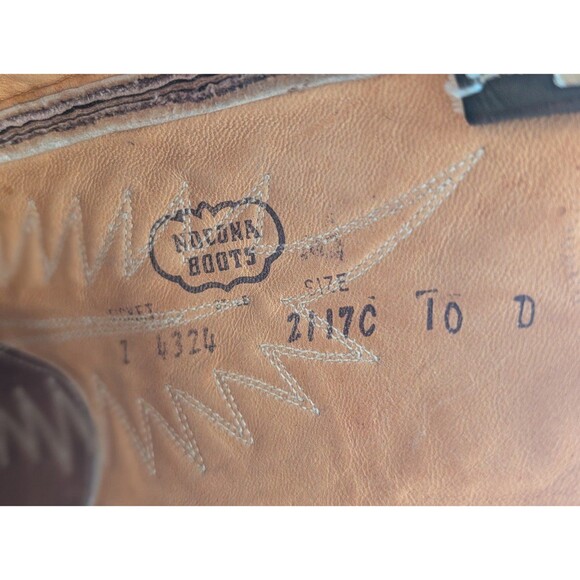 VTG Nocona Boot Men's Size 10 D Two Toned Leather Cowboy Western Boots - Picture 9 of 9